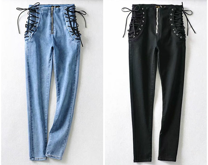 Calça jeans feminina com zíper de cintura alta, Tendência mundial