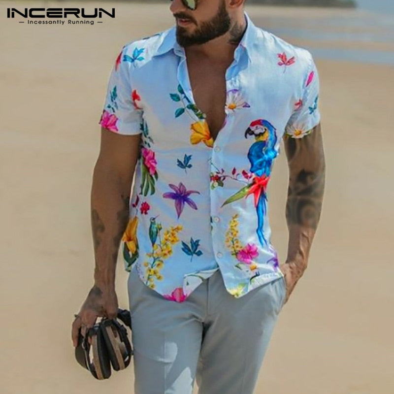 Camisas masculinas de manga curta havaiano